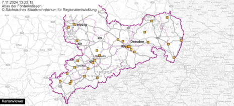 Sachsenkarte mit ESF-Projekten